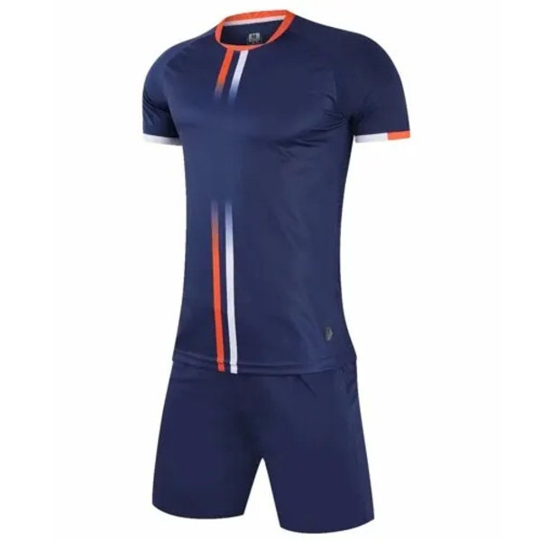Herr Barn Fotbollströja Kostym Anpassad Kortärmad Sommar Fotbollsträning Uniform Matchande Träningsoverall 2 Delar Skjorta Shorts Set marinblå navy 30