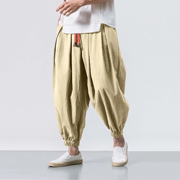 2024 Ny Mode Snøre Haremsbukser Mænd Baggy Joggingbukser Japansk Mænd Brede Ben Bukser Mænd Casual Løse Bukser GY2 L