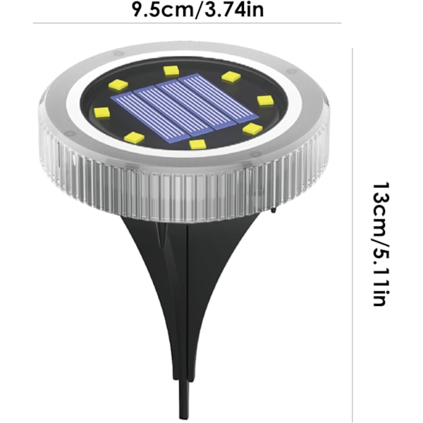 Solcellelamper for utendørsbruk | Vanntett landskapsbelysning | LED solcellelamper | Nedgravd underjordisk hagebelysning | Gangveisforbedring Varmt ljus