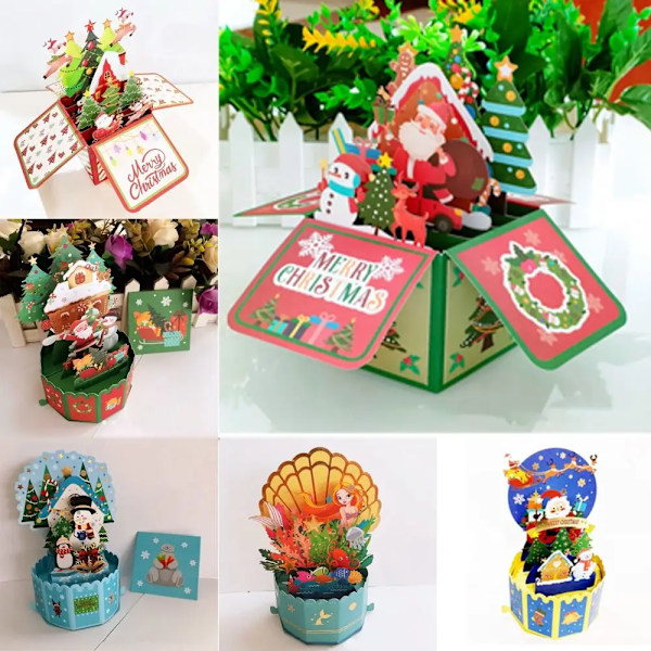 3D Pop Up Onnittelukortti Hyvää Joulua Kortti Uusi Vuosi Onnittelukortti Siunaus Postikortti Joutsen Merenneito Kiitoskortti Deko Lahja 3