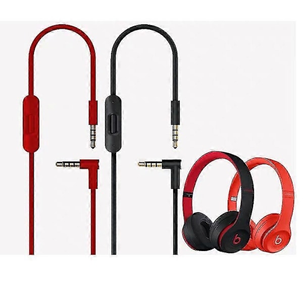 Passar för Beats Solo/Solo HD/Solo2/Solo3/Mixr/Studio2/Studio3/Pro hörlurskabel 3.5mm till 3.5mm hörlursersättningskabel - perfekt red