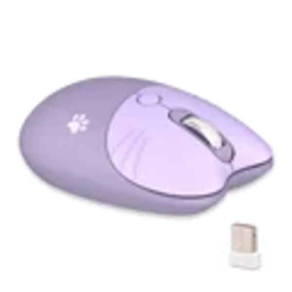 Mofii sød kat 2.4G trådløs mus, USB-modtager plug and play, 3 justerbar DPI, kompatibel med bærbar computer, PC, computer M3 Lilla farve