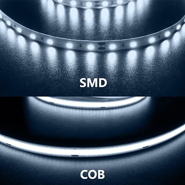Arote 24V COB LED-remsa - 2m Vattentät Kalla Vit 6000K, IP65 Dimbar, 320 LED/m Hög Ljusstyrka för Heminredning (Strömadapter Ingår Inte) Cold white m