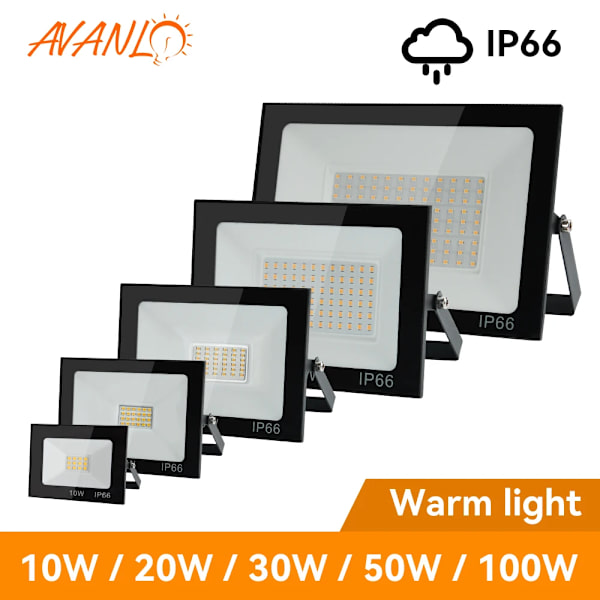 LED-ulkovalaisin 100W 50W 30W 20W 10W 220V Vedenkestävä IP66 Heijastin Ulkovalaisin Lamppu 6500K LED Ulkotila Spotti Ulkovalaistus 3000K