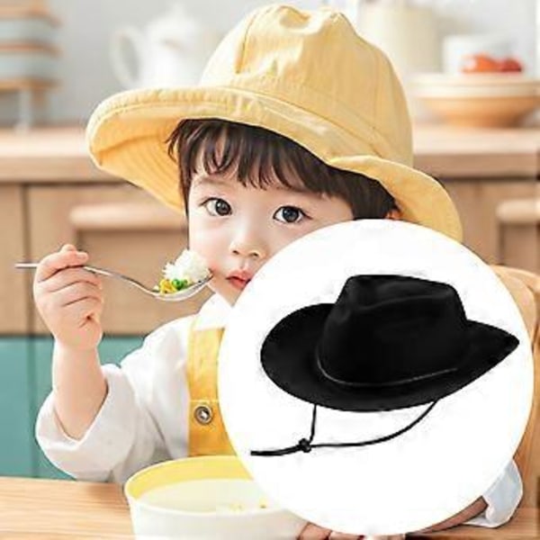 Cowboyhat til børn, solhat til fiskeri, sceneoptrædener, camping (Sort) Black