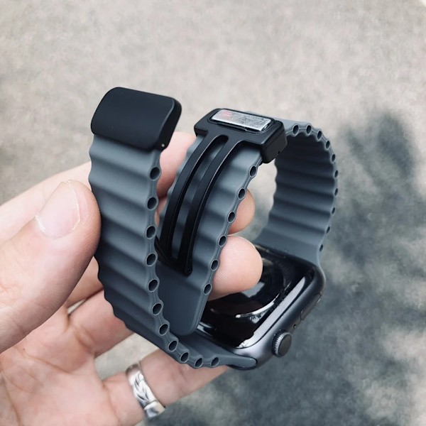 Magnetisk spænde til Apple Watch Band Ultra 2 49mm 45mm 44mm 40mm 41mm 38 42mm Silikonarmbånd iWatch Series 7 6 3 se 8 9 Hvid 38mm 40mm 41mm