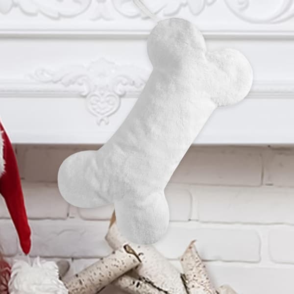 Jule-Strømpe til Hunde - Blød Strømpepose til Kæledyr med Snefnug Design Pure white
