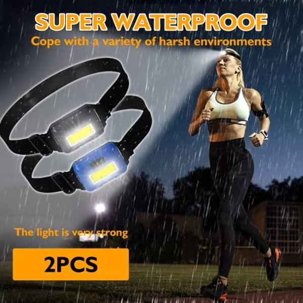 2-pack led pannlampa ficklampa för vuxna och barn 11oz31g Cob Flood Light Ultra ljus pannlampa