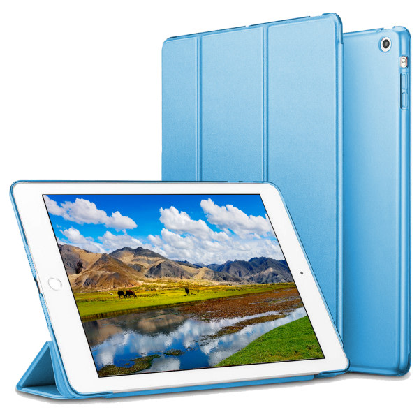CQBB Case kompatibel med iPad Air 2, genomskinligt magnetiskt case med matt baksida med Auto Sleep/Wake-blue