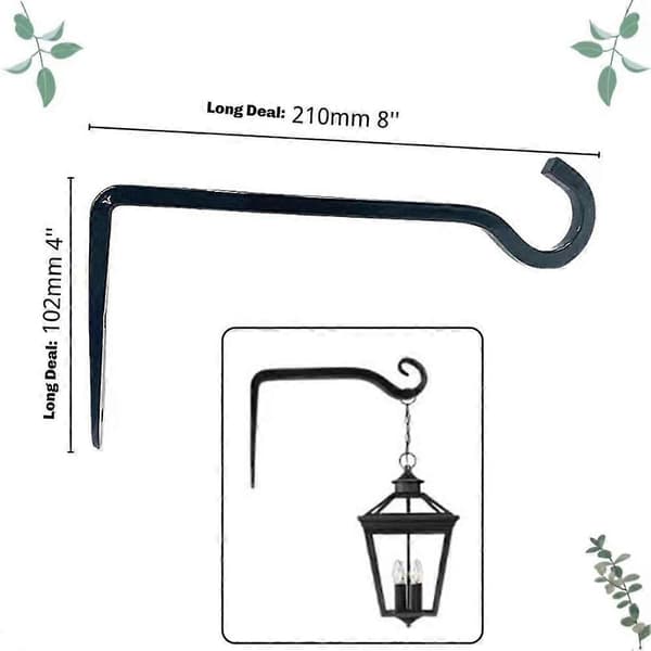 2-pack koukkuja ripustukseen, 20 cm metallinen kasvin ripustin ulkokäyttöön musta_max