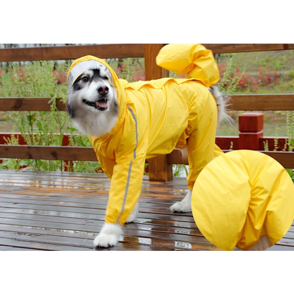 Pet Poncho Stor Hund Regnfrakke Heltækkende Cover -Public Style-Gul Hanhund 12XL,