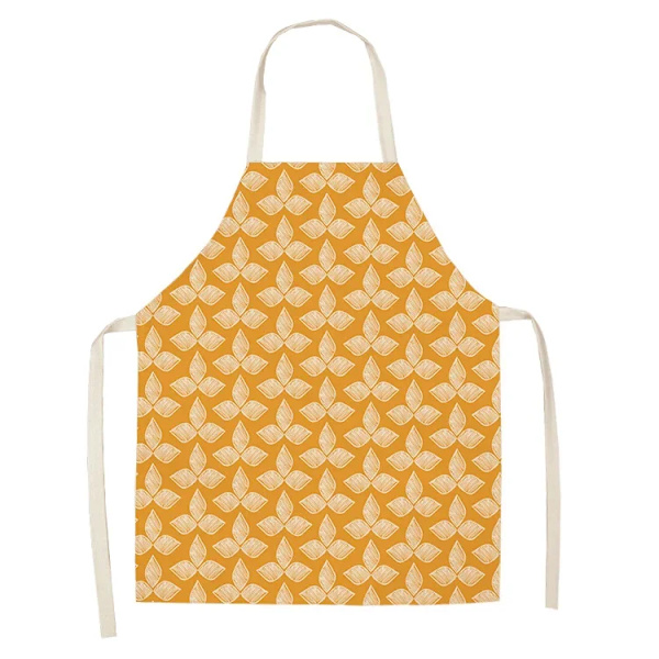 Blomstrete forklær med bladmønster, kjøkkenforkle for kvinner, bomull, lin, haklapper, husholdningsrengjøring, pinafore, hjemmelaging, forklær, stil 8, 55x68cm