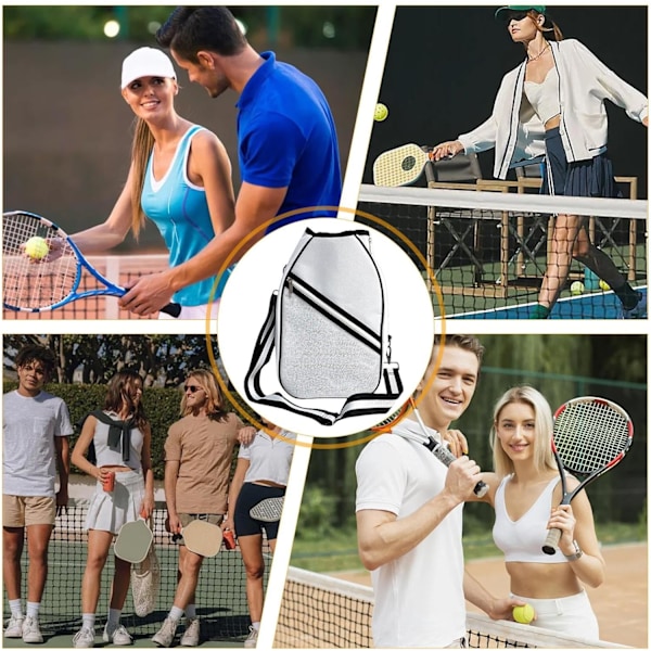 Racketveske, Tennisracketveske, Tennisracket dekselveske, Tennisracketbeskyttelse for menn kvinner, lett skuldertaske for tennisracket badmintonracket Vit