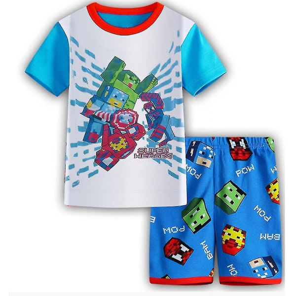 CQBB Superhjälte Batman Barn Pojkar T-shirt Toppar + Shorts Set Pyjams Pjs Sovkläder (a)