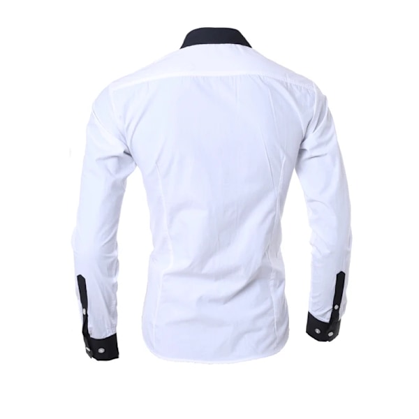 Stribede skjorter til mænd Langærmede Slim Fit Hvide Sociale skjorter Casual til mænd Business Camisa Masculina Chemise julskjorte 1036-White L