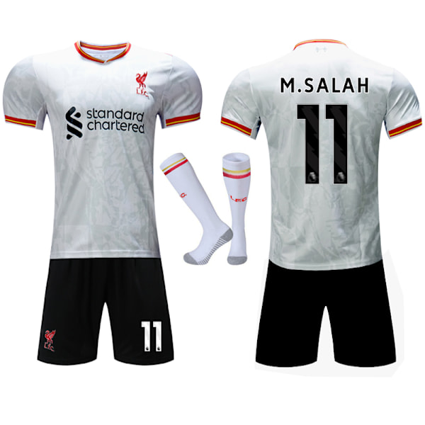 Liverpool Borte Fotballdraktsett Barn/Voksen 2024-2025 med Strømper Nr. 11 M. SALAH No.11 M.SALAH 24