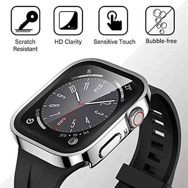 Vattentätt fodral för Apple Watch 7 8 9 45 mm 41 mm skärmskydd Glas+ cover Bumper Tempered iWatch 5 SE 6 44 mm 40 mm Tillbehör Clear Series 7 8 9 45mm