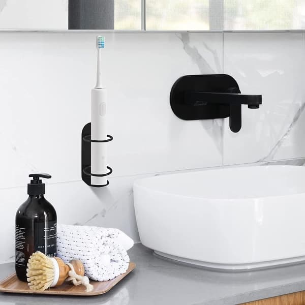 2-pack Wall Mounted Electric Toothbrush Holders (Black)