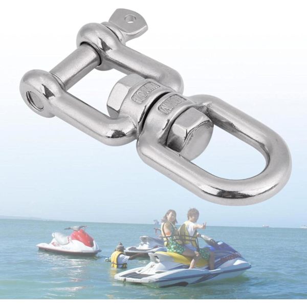 Heavy Duty Swivel Link, Heavy Duty 304 Rustfrit Stål Swivel Eye ing Snap Hooks Rullende Lås Anordning Marin Med Nøgleringe Sølv(10mm) 10mm
