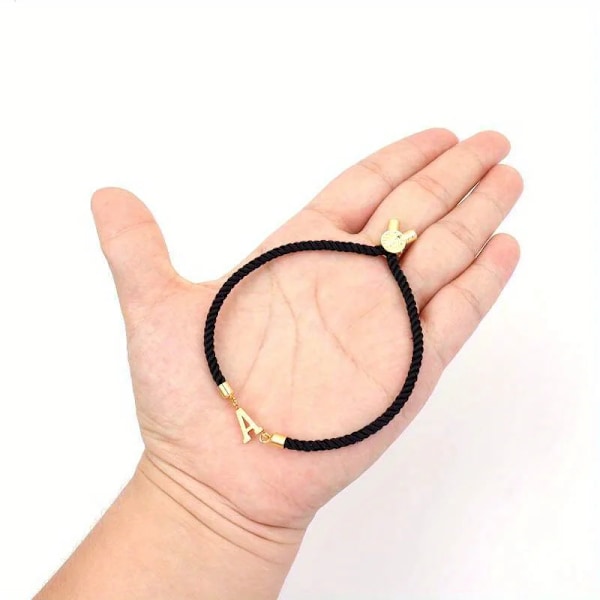 1 stk. bogstavperler sort rep armbånd enkel klassisk hånd rep smykker dekoration til kvinder fødselsdagsgåva C