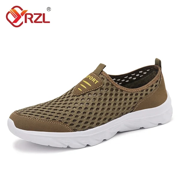 Yrzl Lättviktiga Män Casual Skor Andningsbart Slip På Man Casual Sneakers Anti-Slip Men Lägenheter Utomhus Wald Skor Storlek 39-46 Khaki 39