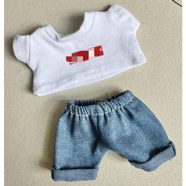 /NC/Labubu Kläder Lyx 17cm Designer Märkes Docktillbehör Kostym Dockkläder White+jeans