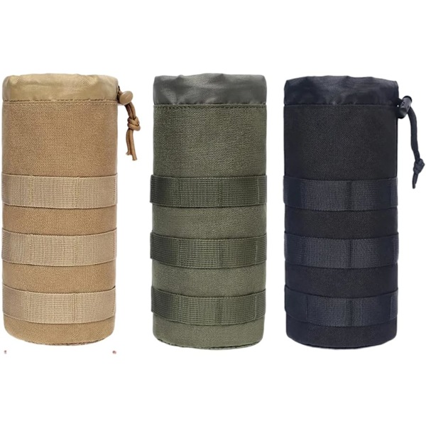 Vattenflaska Pouch Vattenflaska Sleeve Bag Molle Pouch Camping Flaskhållare Hållare för ryggsäck Vandring Cykling Brun Brun