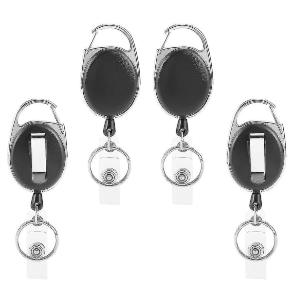 Utdragbar nyckelbricka, set av 4 Id Jojo Badge-rulle med vinylrem och nyckelring, förlängningslina,
