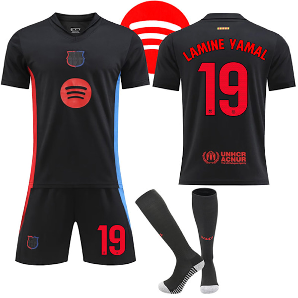 Barcelona Bortedrakt Fotballdrakt Barn & Voksen 2024-2025 Med Sokker No.19 Yamal No.19 Yamal 16
