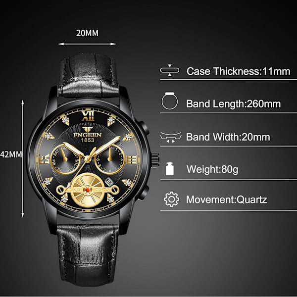 Herrar Analog Kvarts Armbandsur Vintage Elegant Armbandsur Datumskalender Luminous Watch Svart C Black C