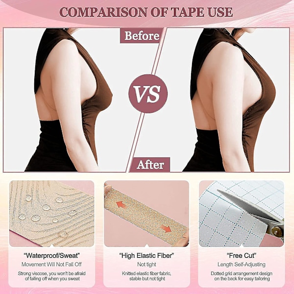 Hudfarget Tape (Push Up Bryst) Kinesiologitape Kroppstape, Brysttape, B