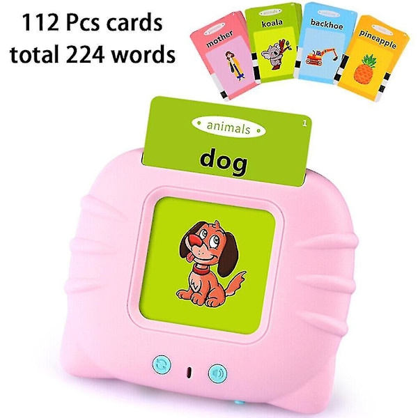 Talande Flash-kort för Småbarn Förskola Ord Inlärningskort Toy db Rosa Pink