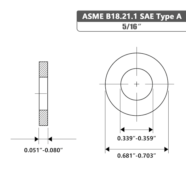 5/16\" x 0,688\" OD Tasot - 100 kpl 316 Ruostumattomasta Teräksestä Valmistettuja Tasoja Silver 5/16"/316