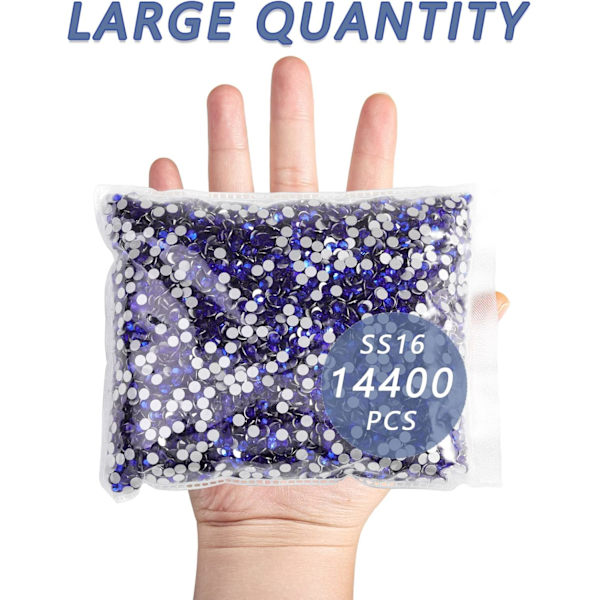 14400 stk. Kongeblå Flade Rhinestones til DIY Håndværk, Safir, SS16, 3,8-4,0 mm Sapphire SS16/14400pcs