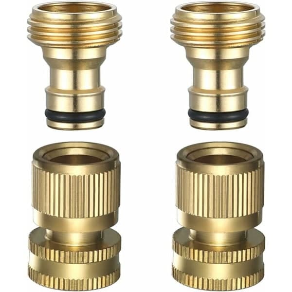Snabbkoppling Trädgårdsslang - Snabbkopplingar Trädgårdsslang, Massiv Mässing Vattenslang Snabbkoppling, 3/4  \" GHT, 2-pack—max