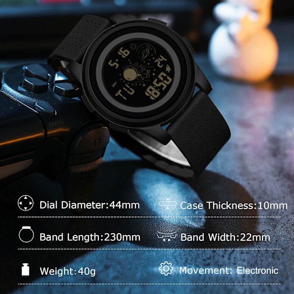 Mænds Casual Ure Minimalistiske Digitale Armbåndsure Multifunktionelle Elektroniske Ure Sports Vandafvisende Mænds Ur Dreng Gummi Armbånd Sort A Black A
