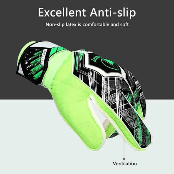 1 Par Professionelle Målmandshandsker Børn Fodbold Latex Fortykket Handsker Fodboldmålmand Skridsikre Handsker Grøn Green Green 7