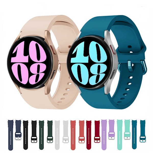 Silikoninen ranneke Samsung Galaxy Watch 6 5 4 44mm 40mm 45mm kellolle, korvaava ranneke Watch 6 4 Classic 47mm 43mm 46mm Purple Watch 6 Classic 47mm