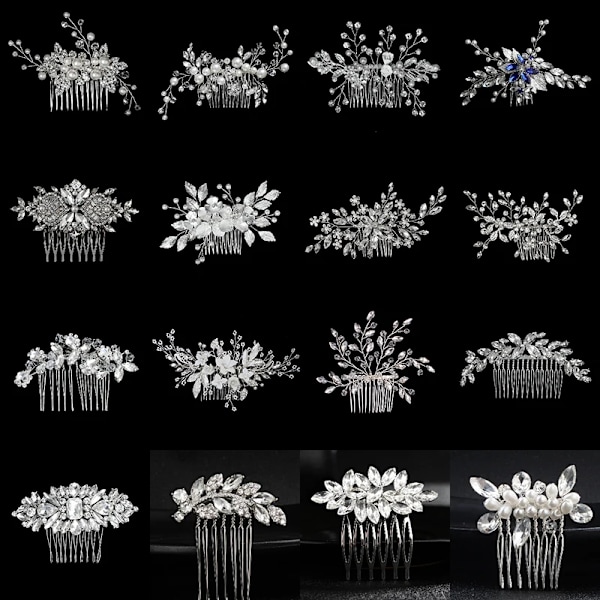 Ny sølvlegering hårkam håndlagde perler rhinestones mote metall hodeplagg elegant hår smykker tilbehør for kvinner HS-J4375S