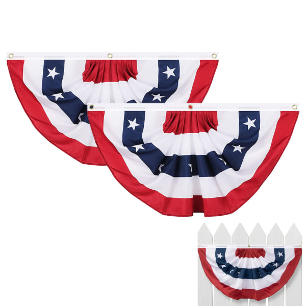 CQBB 2st patriotiska dekorationer, 4 juli plisserade fanflaggor smal 45*90cm