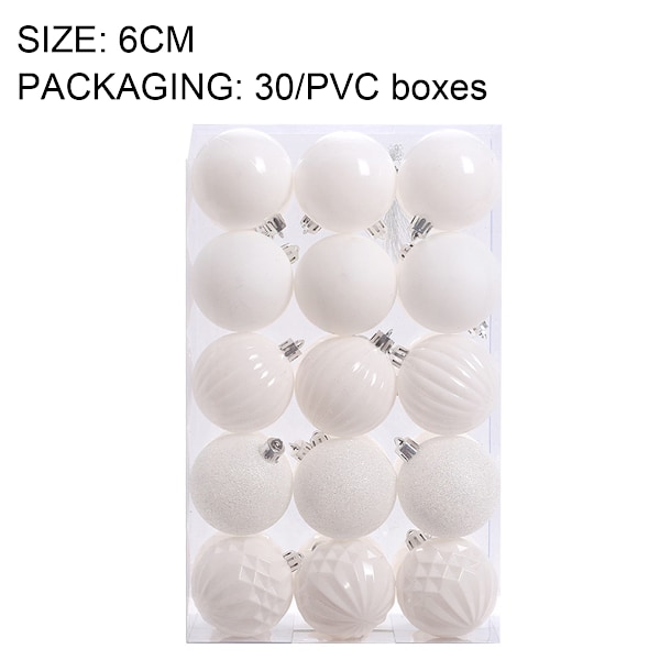 6cm julgransprydnader 30 st Liten splittersäker vit white