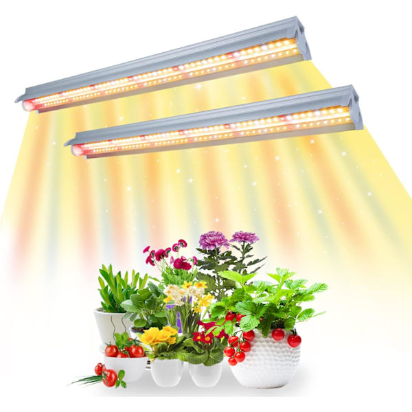 2pcs T5 LED Plant Light, Full Spectrum with Reflector, for Indoor Sowing, Greenhouse, Grow Shelves