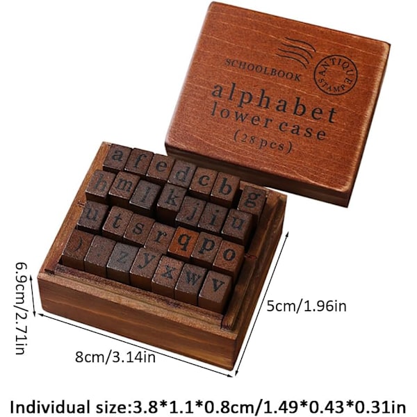 28 stk. bogstavsstempler, alfabet træstempler til håndværk, træ, alfabet, tal, stempler, symboler, frimærker, vintage, træstempler 28 st b