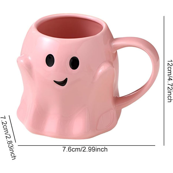 Halloween Spökkaffekopp, 400ml Keramikkopp med Söt Spöke Design YELLOW
