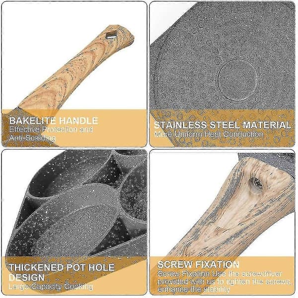 Egg Stekepanne, Non-Stick Pannekakepanne Eggpanne Med 4 Hull Stekt Eggpannekake Maker For Induksjon_max