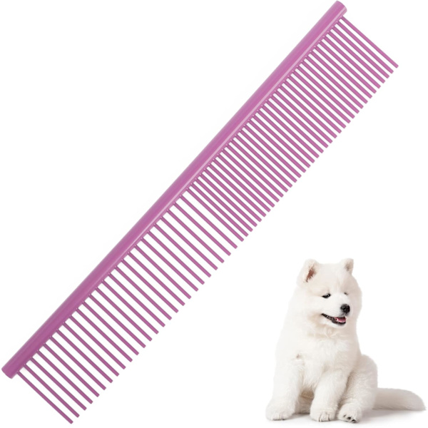 Hundekam, rustfritt stål kjæledyrpleiekamp (rosa, 1 stk)