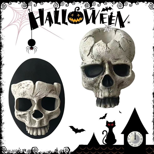 Kallokynttilänpidike, Goottilainen Teevalokynttilänpidike, Halloween-Pöytäkoriste, Täysi Kallo Whole skull
