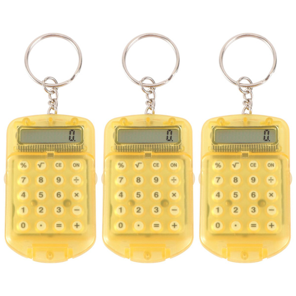 3 kpl mini avaimenperän muotoinen laskukone Elektroninen minilaskukone Kannettava laskukone lapsille Opiskelijat Testi (satunnainen väri)