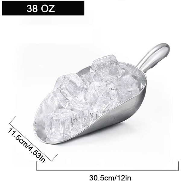 38 oz støbealuminium isterningsskovl med kontureret håndtag, rustfri 38 OZ