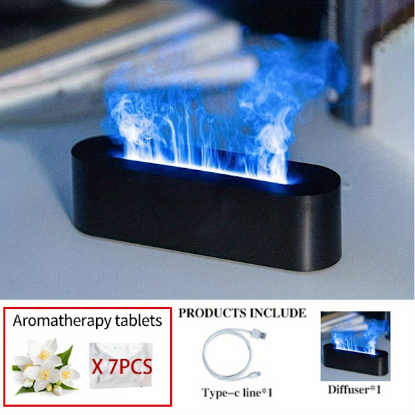 1 stk. Simulering Flamluftfukter, 7 Farger Flamme Luft Aroma Mini Diffuser, Nytt Populært Atmosfærelys for Husholdningsrom Svart 7 stk Aromaterapi